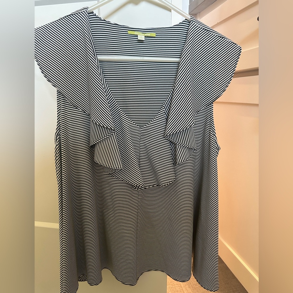 Gianni Bini Striped Ruffle Sleeveless Top